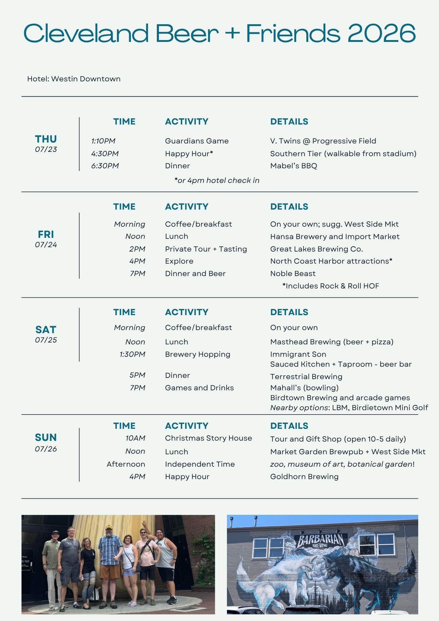 Cleveland Schedule